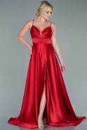 Длинное Атласное Выпускное Платье красный ABU2476