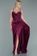 Длинное Атласное Вечернее Платье Вишневый ABU2477