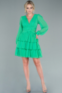Короткое Шифоновое Платье зелёный ABK1450