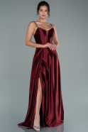 Длинное Выпускное Платье Бордовый ABU2468