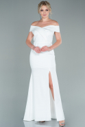 Длинное Вечернее Платье Русалка Белый ABU2170