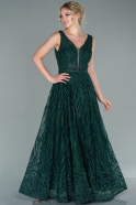 Длинное Вечернее Платье Изумрудно-зеленый ABU2480