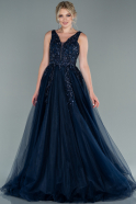 Длинное Вечернее Платье Темно-синий ABU2107