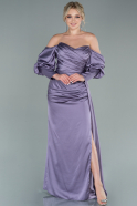 Длинное Атласное Выпускное Платье Лиловый ABU2402