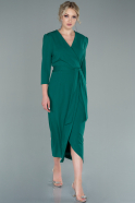 Платье Короткое Спереди И Длинное Сзади Изумрудно-зеленый ABO047