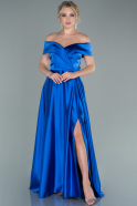 Длинное Атласное Платье Для Помолвки Ярко-синий ABU2349