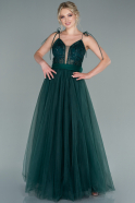 Длинное Вечернее Платье Изумрудно-зеленый ABU1955