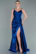 Длинное Атласное Выпускное Платье Ярко-синий ABU2273