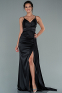 Длинное Атласное Платье Для Помолвки Черный ABU2495
