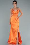 Длинное Атласное Выпускное Платье Оранжевый ABU2412