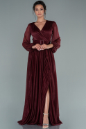 Длинное Вечернее Платье Бордовый ABU2491