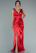 Длинное Атласное Вечернее Платье красный ABU2490