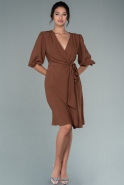 Короткое Платье На Приглашение Светло-коричневый ABK1465