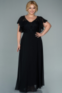 Длинное Шифоновое Вечернее Платье Черный ABU2497