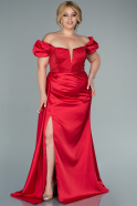 Большое Атласное Платье красный ABU2268