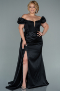 Большое Атласное Платье Черный ABU2268