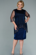 Миди Вечернее Платье Большого Размера Темно-синий ABK1468