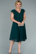 Большое Миди Шифоновое Платье Изумрудно-зеленый ABK1433