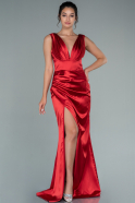 Длинное Атласное Выпускное Платье красный ABU2504