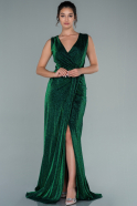 Длинное Вечернее Платье Изумрудно-зеленый ABU2295