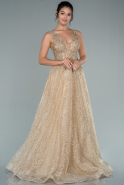 Длинное Вечернее Платье Золотой ABU2131