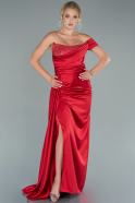 Длинное Атласное Вечернее Платье красный ABU2506