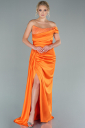 Длинное Атласное Вечернее Платье Оранжевый ABU2506