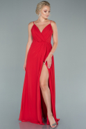 Длинное Атласное Вечернее Платье красный ABU2494