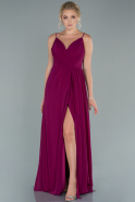 Длинное Атласное Вечернее Платье Сливовый ABU2494