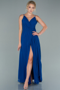 Длинное Атласное Вечернее Платье Ярко-синий ABU2494