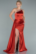 Длинное Атласное Вечернее Платье красный ABU2386