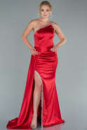 Длинное Атласное Вечернее Платье красный ABU2386