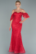 Длинное Платье Русалка С Кружевами красный ABU2520