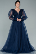 Длинное Вечернее Платье Темно-синий ABU1627