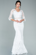 Длинное Вечернее Платье Из Кружева Белый ABU2508