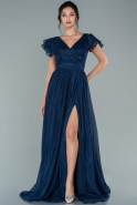 Длинное Вечернее Платье Темно-синий ABU2528