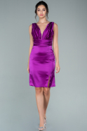 Короткое Атласное Платье Фиолетовый ABK1444