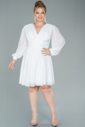 Большое Короткое Шифоновое Платье Белый ABK1472