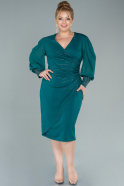 Миди Вечернее Платье Большого Размера Изумрудно-зеленый ABK1491