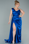 Большое Атласное Платье Ярко-синий ABU2531