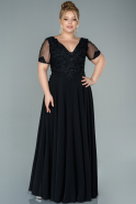 Длинное Шифоновое Вечернее Платье Черный ABU2533