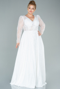 Большое Длинное Кружевное Платье Белый ABU2514