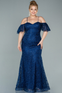 Большое Платье С Кружевами Темно-синий ABU2522