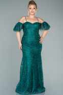 Большое Платье С Кружевами Изумрудно-зеленый ABU2522