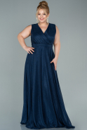Длинное Свободное Вечернее Платье Темно-синий ABU1762