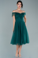 Миди Пригласительное Платье Изумрудно-зеленый ABK1478