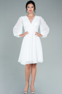 Короткое Шифоновое Ночное Платье Белый ABK1480