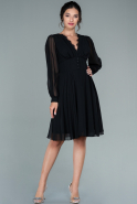 Короткое Шифоновое Ночное Платье Черный ABK1480