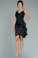 Короткое Атласное Платье Черный ABK1482