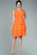 Короткое Шифоновое Платье Оранжевый ABK1484